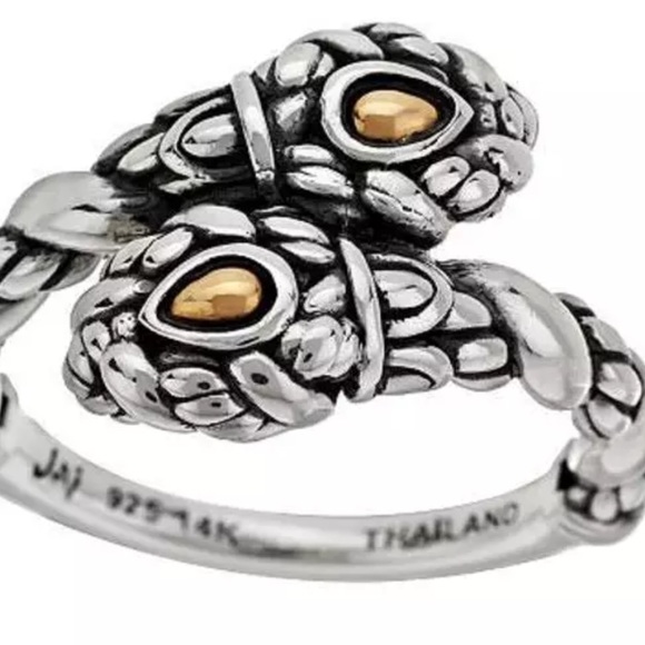 925 Sterling Silver /Gold  Snake Ring JAI John Hardy Ring 18kt gold EUC - Picture 2 of 3